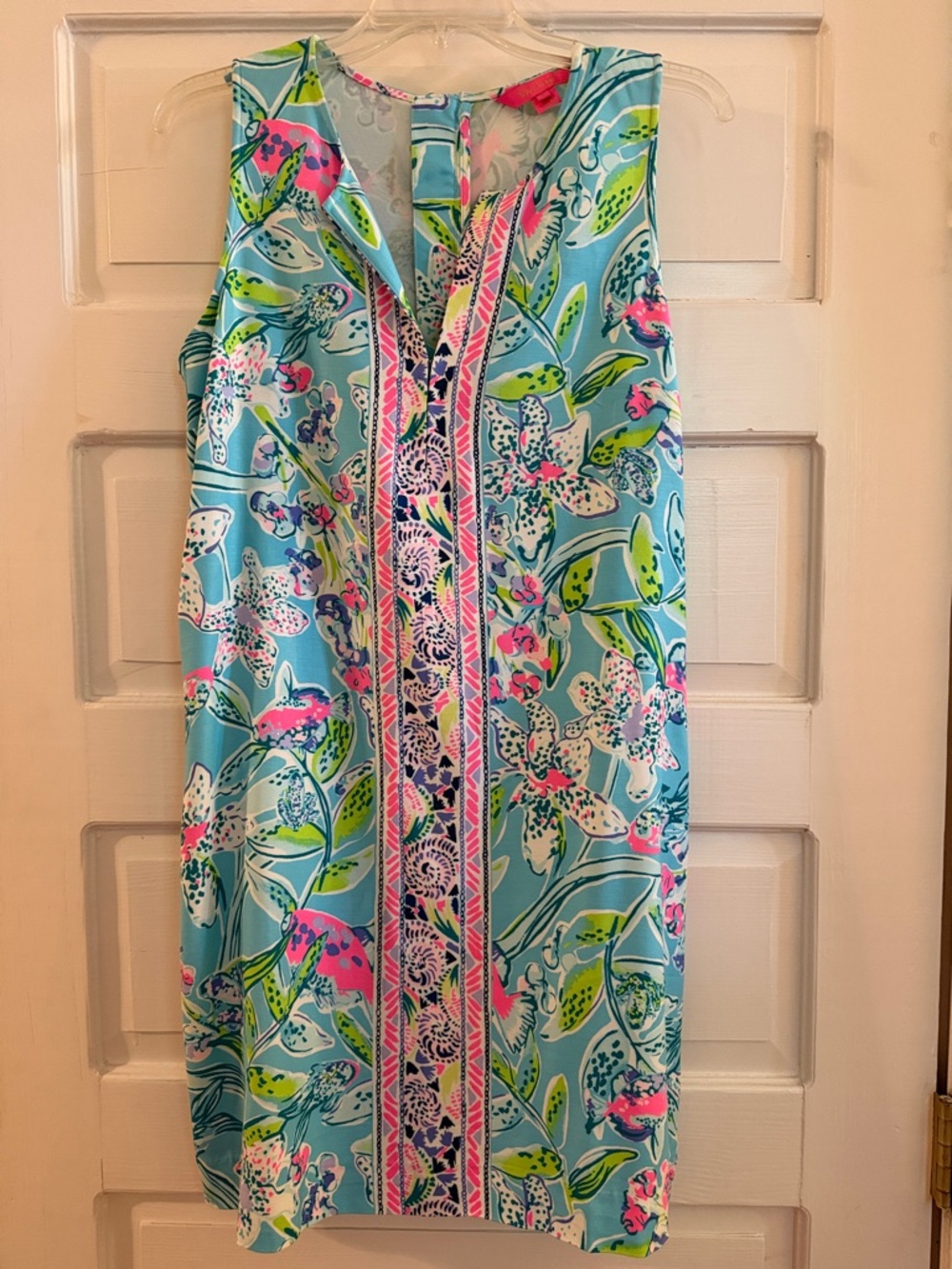 Lilly Pulitzer Blue Floral-Print Mini Dress with Pink & Green Accents